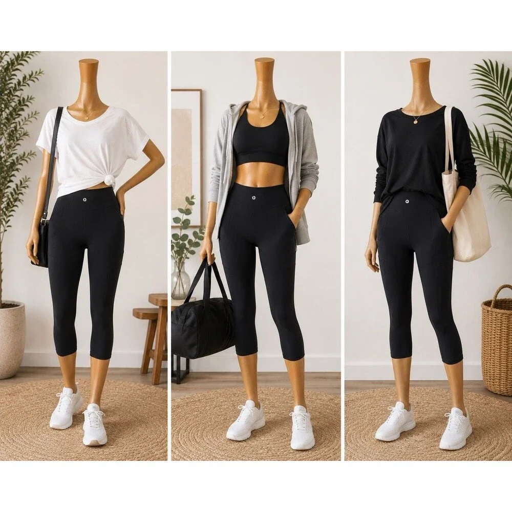 90 degree by reflex leggings Size M Black High Rise Pant  Pockets Stretch Active